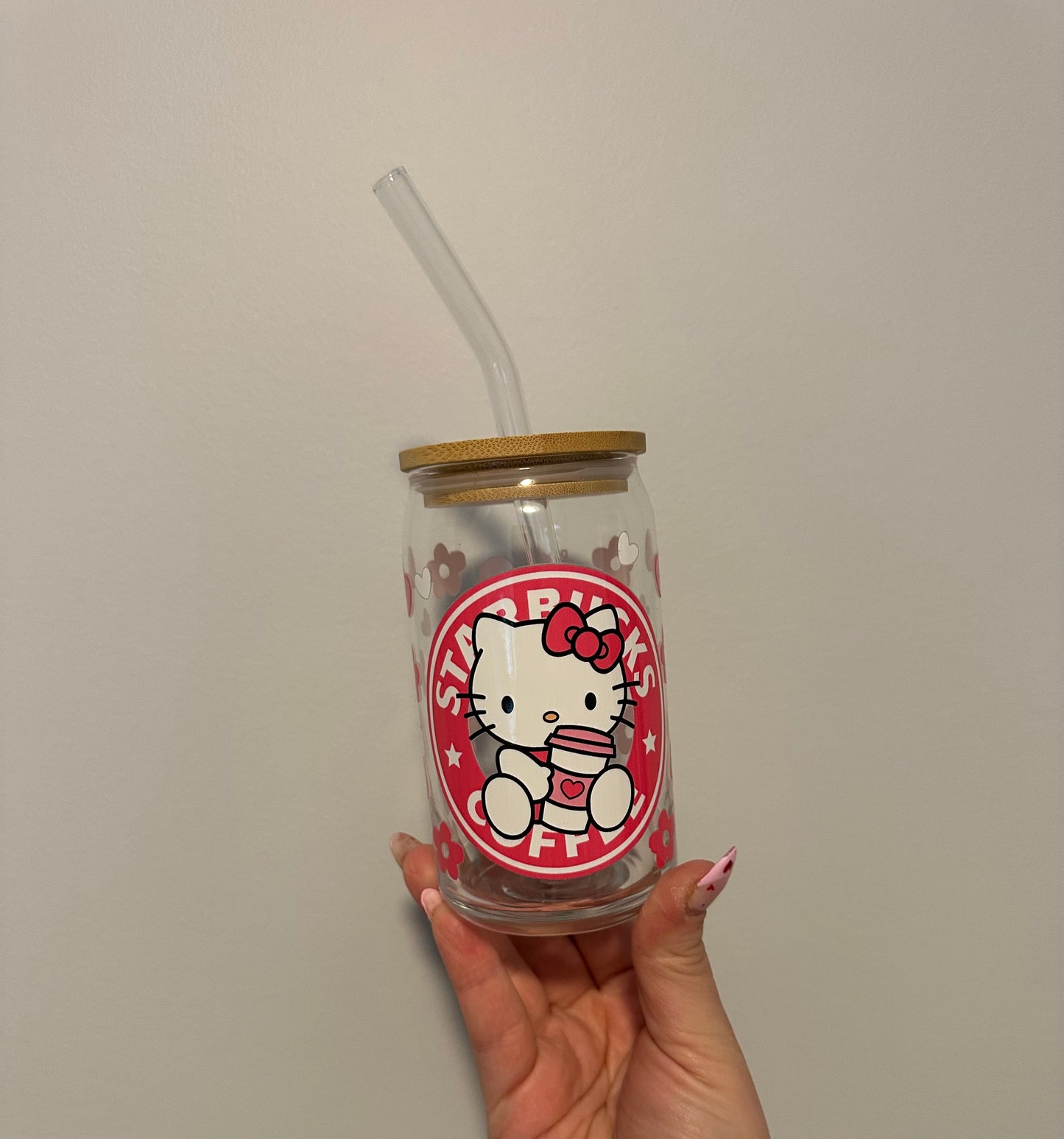 He!!o Kitty Starbs dupe Glass Cup