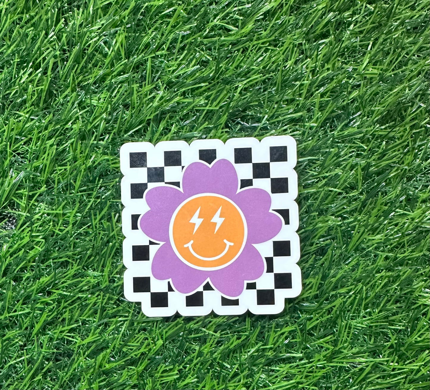 Retro checkered smiley (3")
