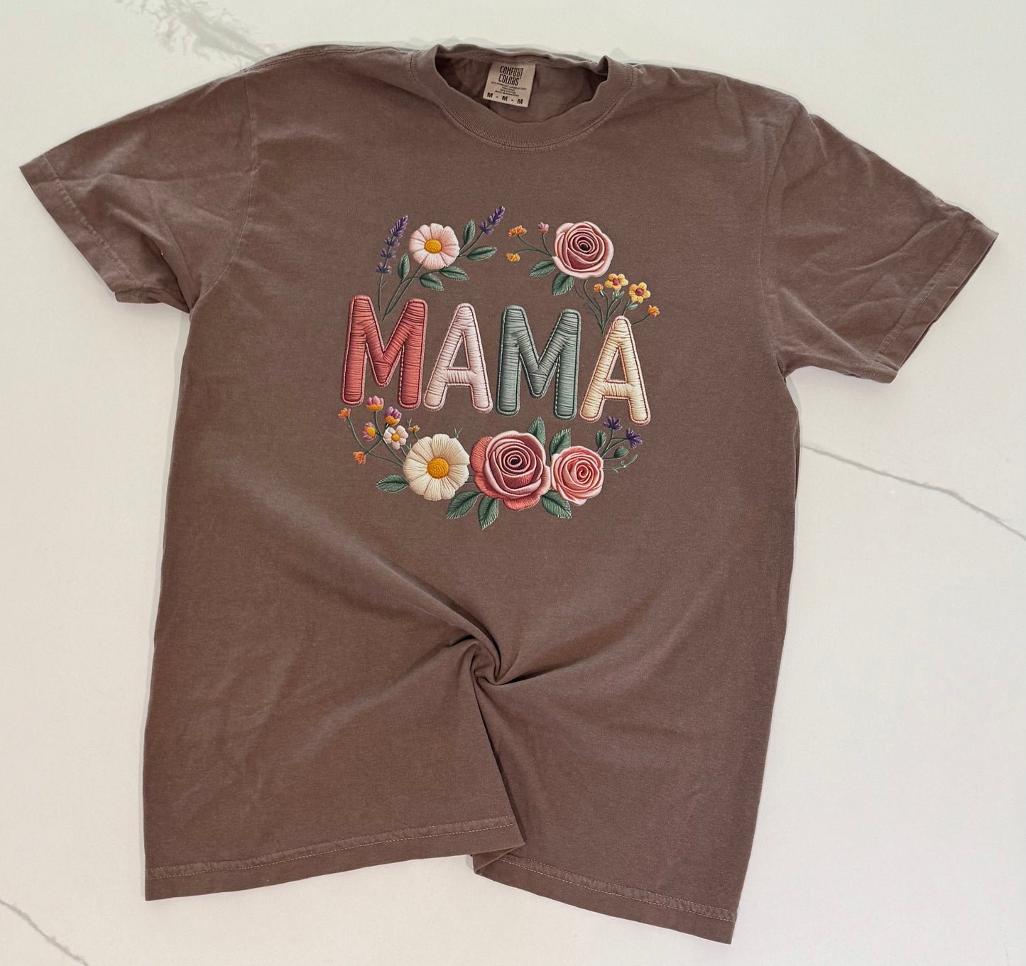 Embroidered Look Mama Tee