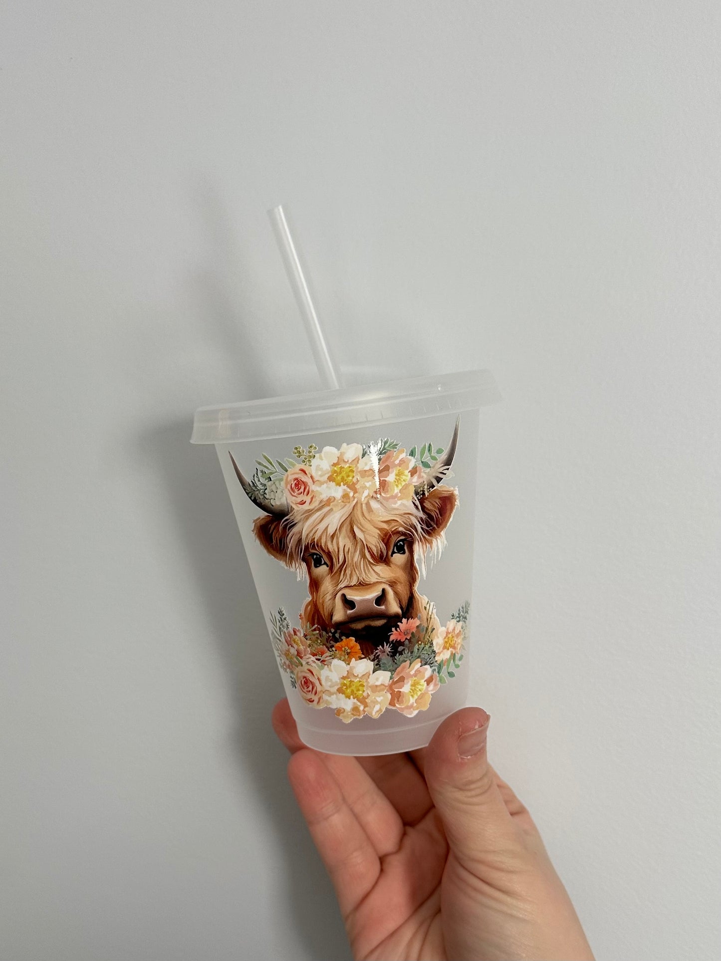 Floral Cow Plastic Cup