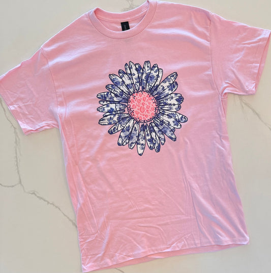 Blue & Pink Flower Tee