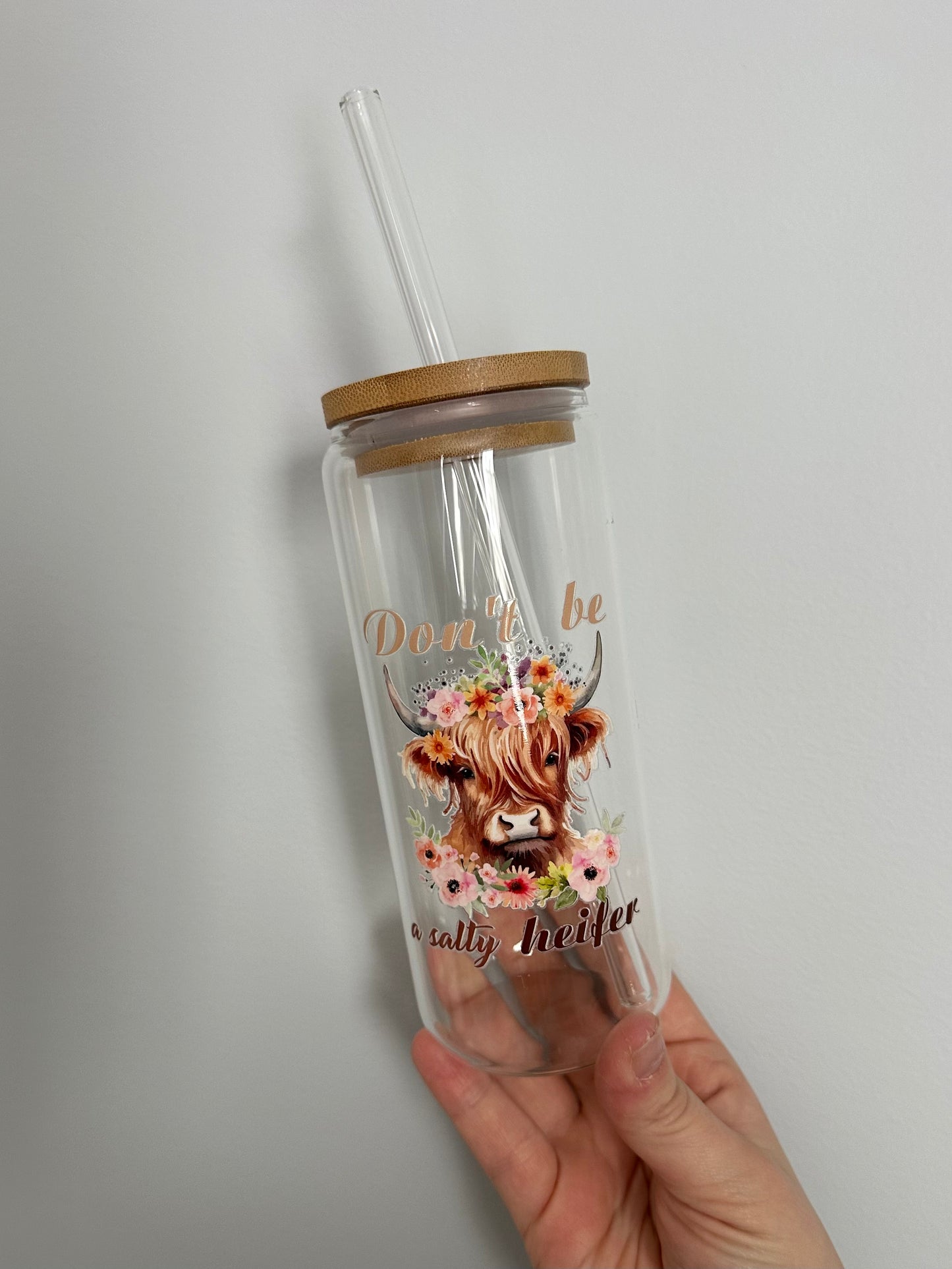 Salty Heifer Glass Cup