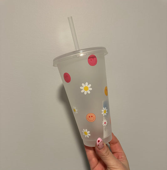 Smileys & Flowers Plastic Cup