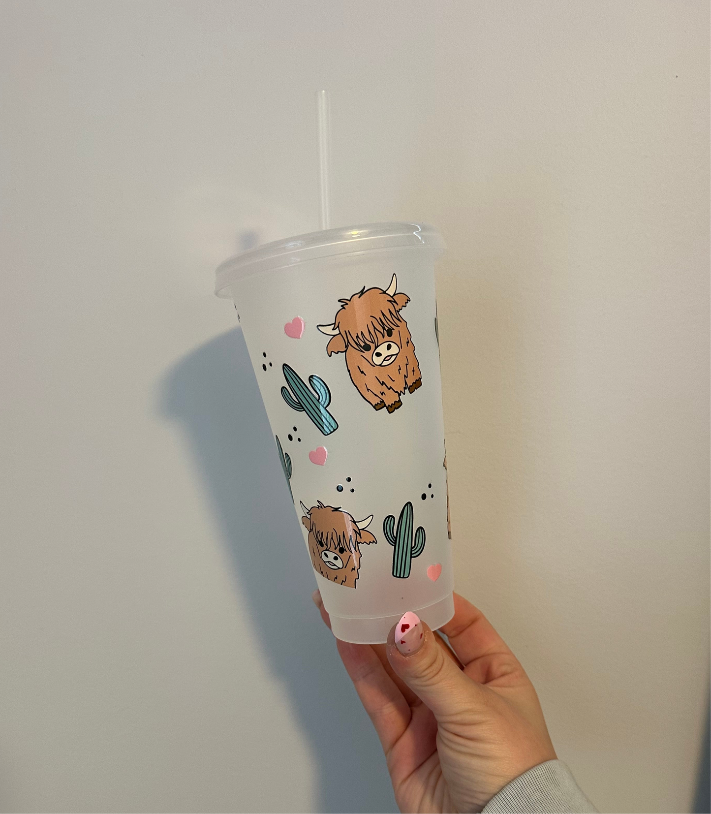 Boho Cow & Cactus Plastic Cup