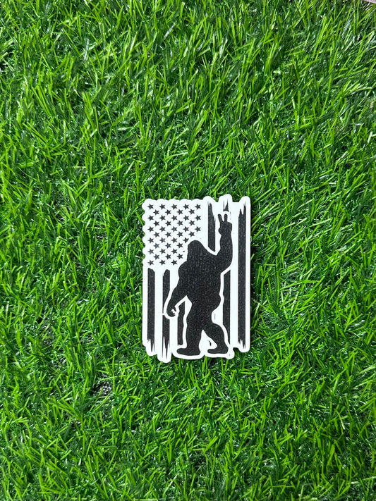 Peace Sign Big Foot w/ American Flag (3")