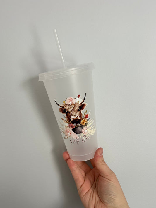 Floral Holy Cow Plastic Cup