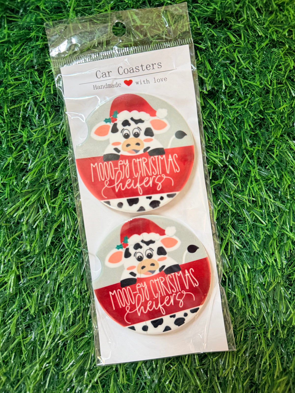 Merry Christmas Heifers Car Coasters