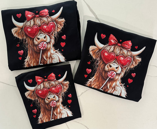 Highland Cow Valentines Tee