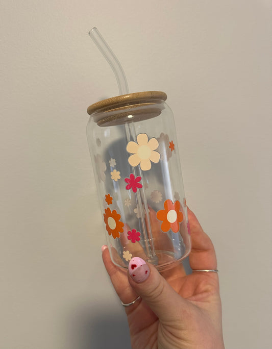 Retro Flower Glass Cup