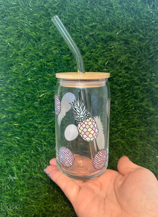 Discoballs & Pineapples Glass Cup