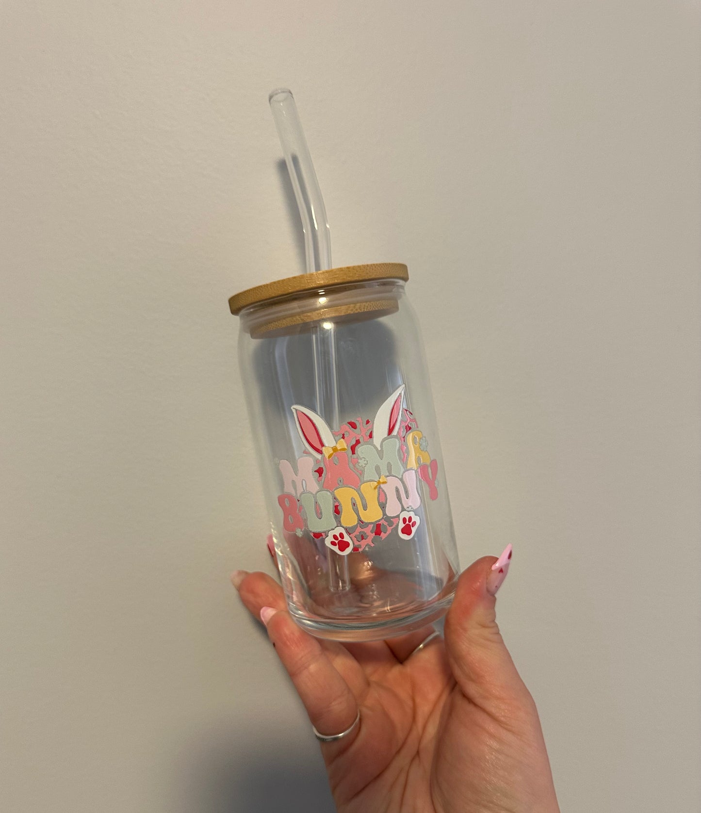 Mama Bunny Easter Glass Cup