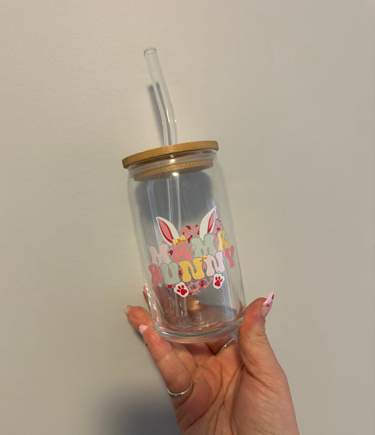 Mama Bunny Easter Glass Cup