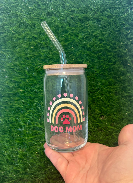 Dog Mom Glass Cup