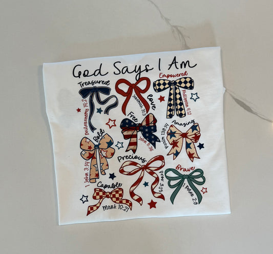 God Says I Am (Red, white and blue) Front/Back tee