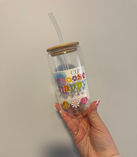 Choose Happy Glass Cup