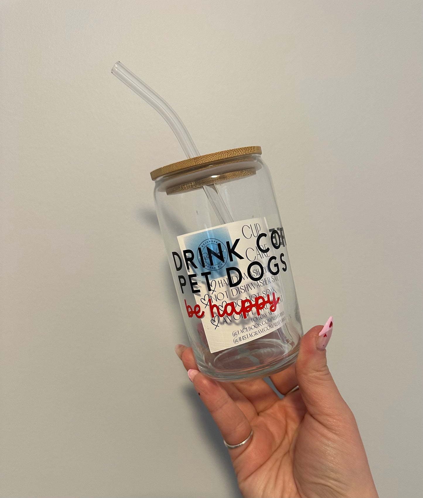 Drink coffee/Pet dogs/Be Happy Glass Cup