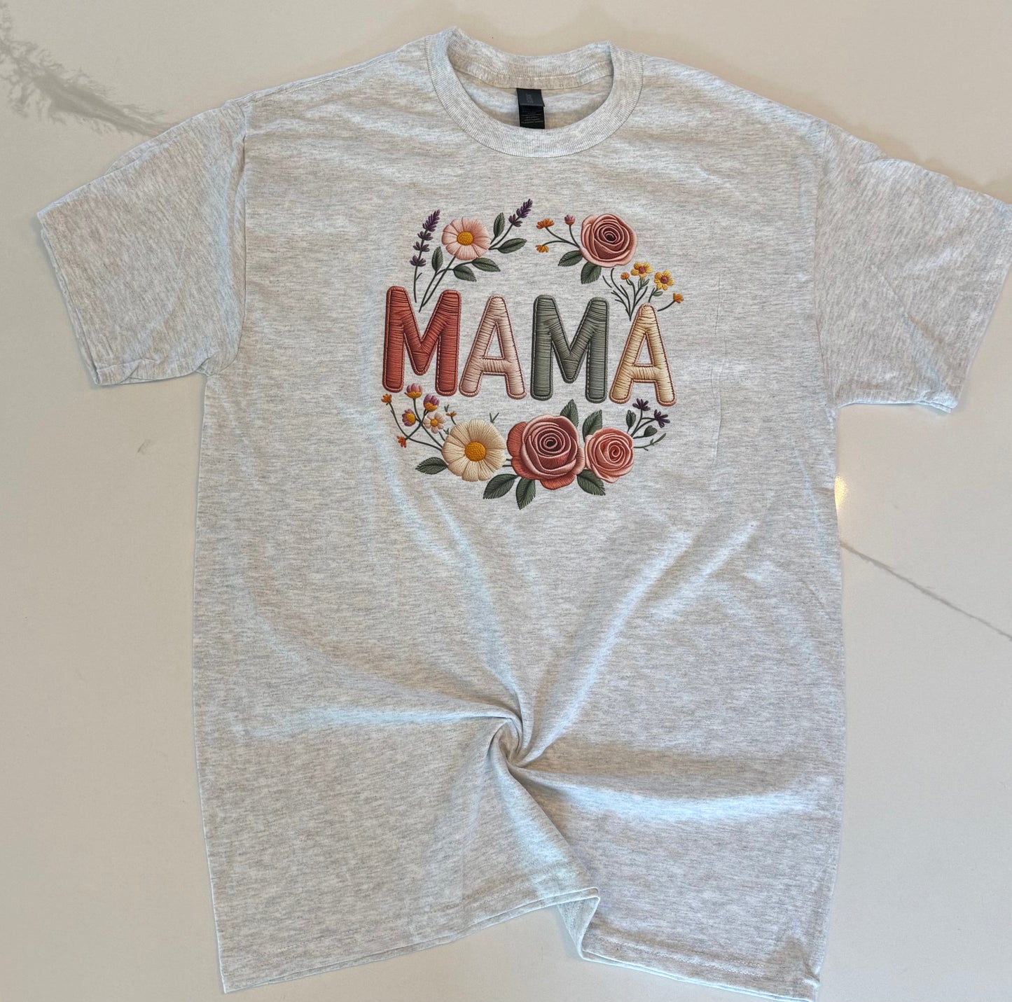 Embroidered Look Mama Tee