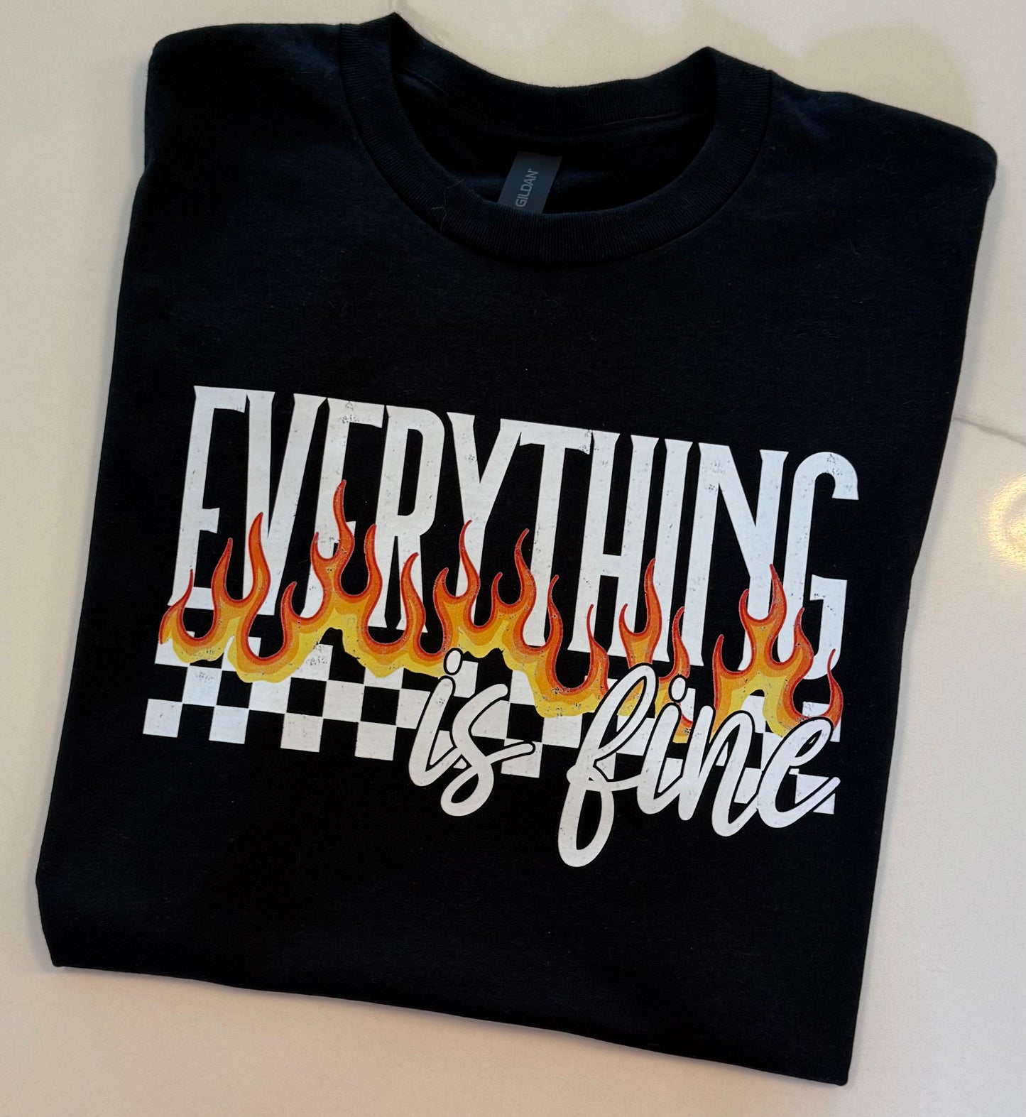 Everything is fine checkered tee