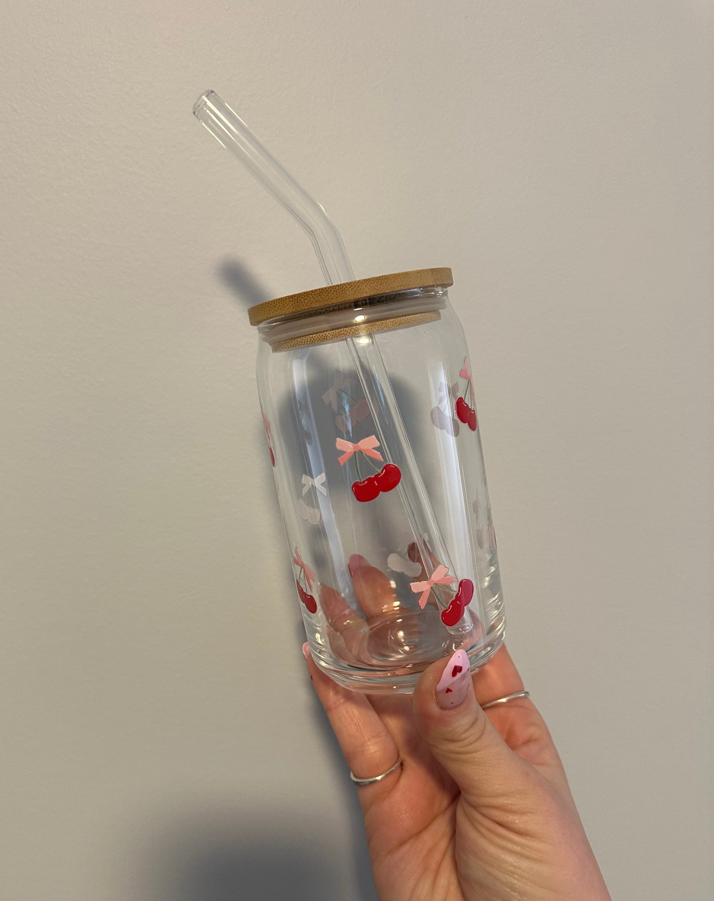 Bows & Cherries Glass Cup