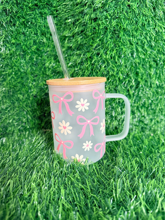 Bow & Flower Handle Glass Cup