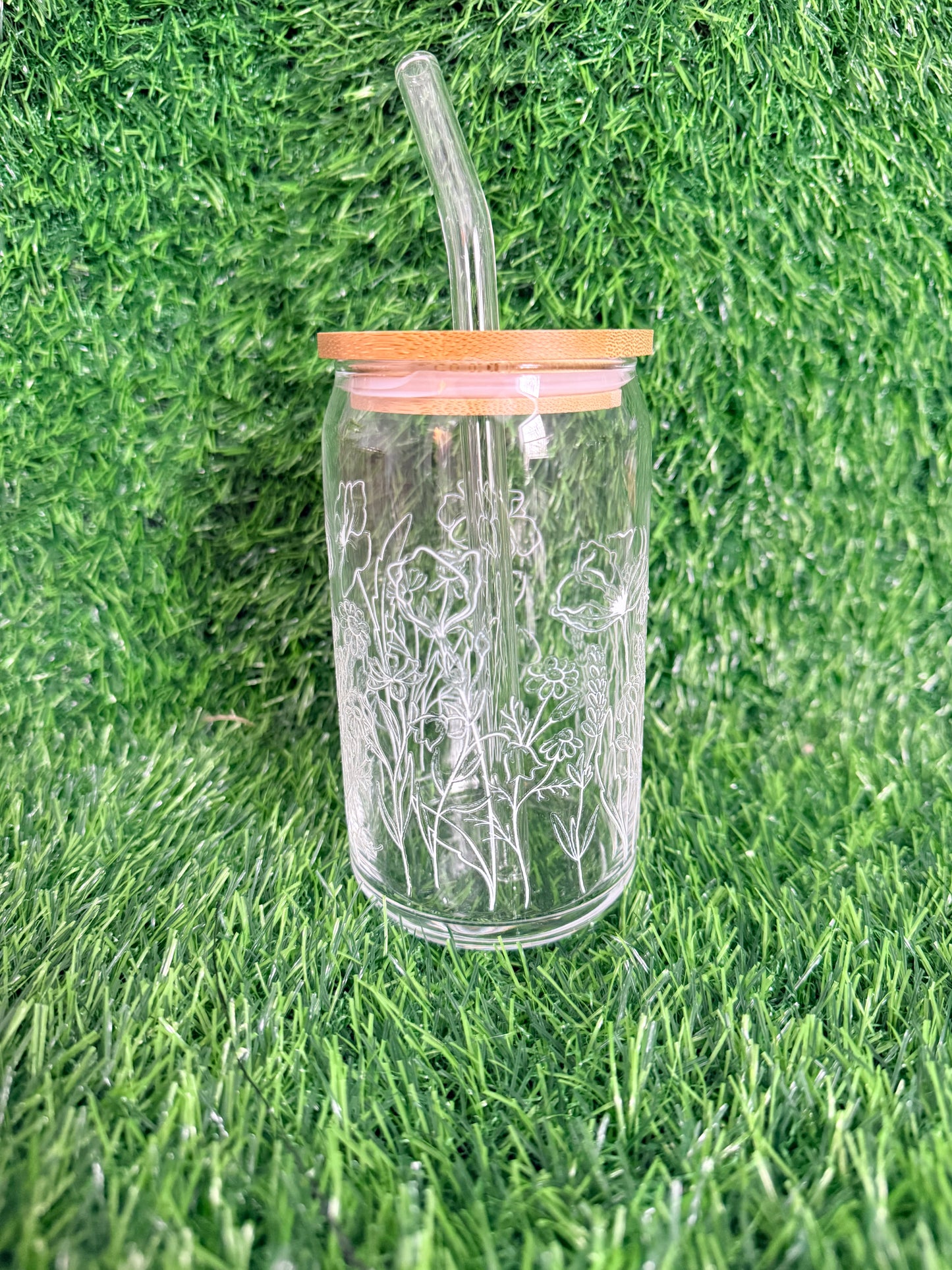 White floral Glass Cup