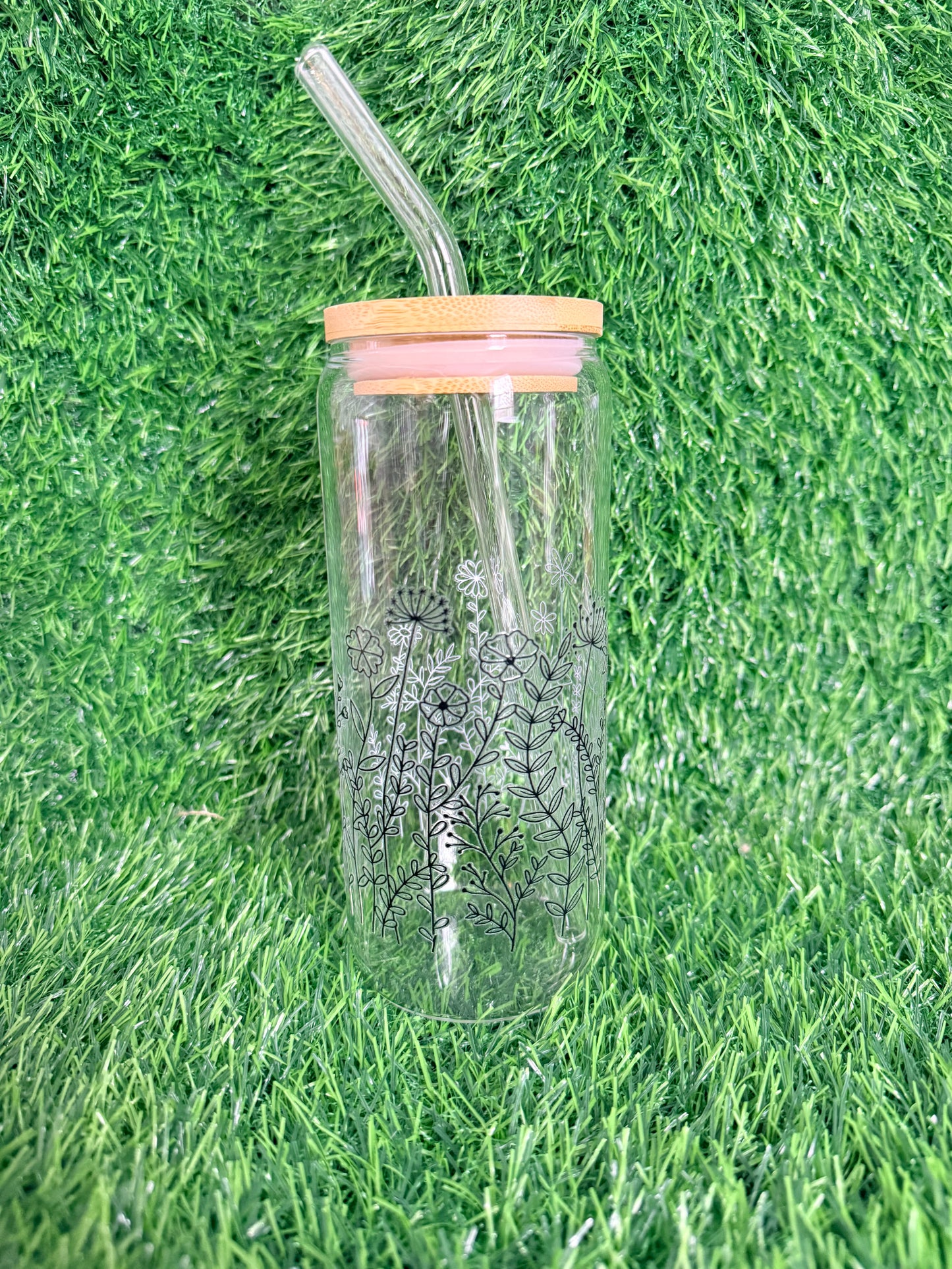Tall floral Glass Cup