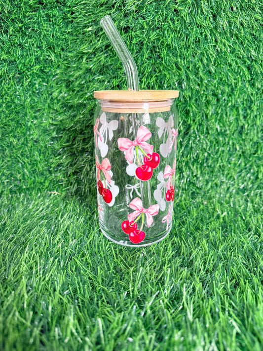 Candied Cherries Glass Cup