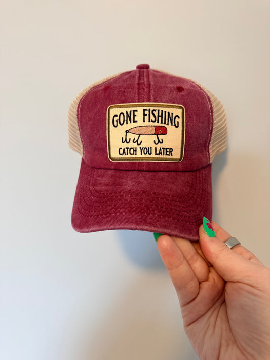 Gone Fishing Baseball Hat