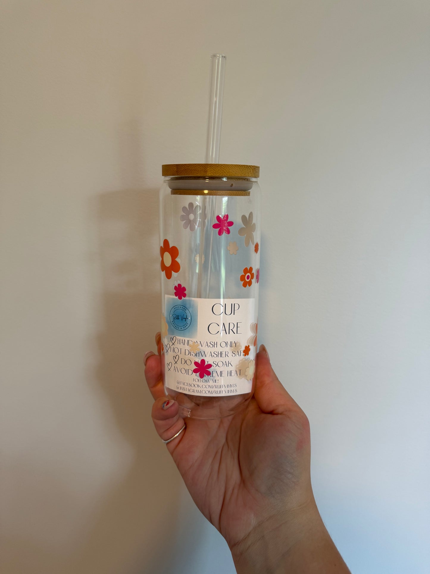 Retro Flower Glass Cup